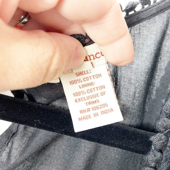 Sundance Medium Womens Black Bella Notte Eyelet Boho Flowy Layer Shift Dress - Picture 6 of 8